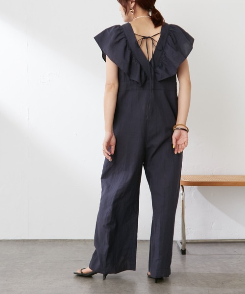 Omekashiオメカシ　リネンラッフルオールインワン　ネイビー　36 リネンラッフルオールインワン | Omekashi(オメカシ)レディース