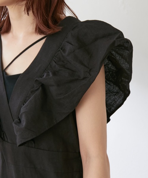 Omekashi（オメカシ）の「リネンラッフルオールインワン（サロペット/オーバーオール・レディース・ブラック/ネイビー・36/34/38）」の17枚目の写真