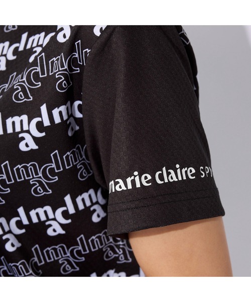 marie claire(マリ・クレール)の「marie claire GOLF/マリクレール ゴルフ ゴルフウェア 総柄 ブランド ロゴ 透け防止 伸縮素材 吸汗速乾 UVカット 接触冷感 ジップ 半袖 シャツ(Tシャツ/カットソー・レディース・ホワイト/ブラック/ブルー・M/L/LL/S)」の21枚目の写真