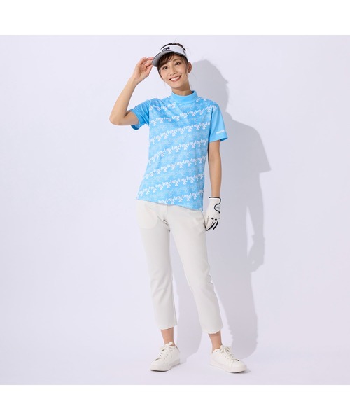 marie claire(マリ・クレール)の「marie claire GOLF/マリクレール ゴルフ ゴルフウェア 総柄 ブランド ロゴ 透け防止 伸縮素材 吸汗速乾 UVカット 接触冷感 ジップ 半袖 シャツ(Tシャツ/カットソー・レディース・ホワイト/ブラック/ブルー・M/L/LL/S)」の22枚目の写真