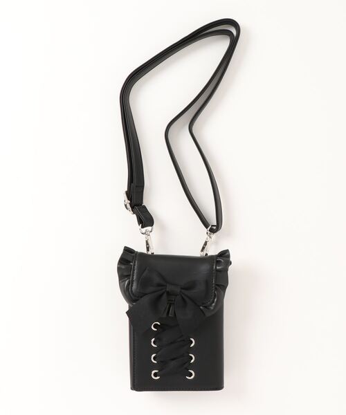 axes femme POETIQUE(アクシーズファムポエティック)の「レースアップスマホポシェット(スマホグッズ・レディース・ピンク/ブラック・FREE)」の9枚目の写真