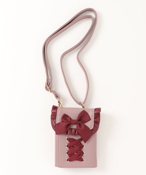axes femme POETIQUE(アクシーズファムポエティック)の「レースアップスマホポシェット(スマホグッズ・レディース・ピンク/ブラック・FREE)」の7枚目の写真