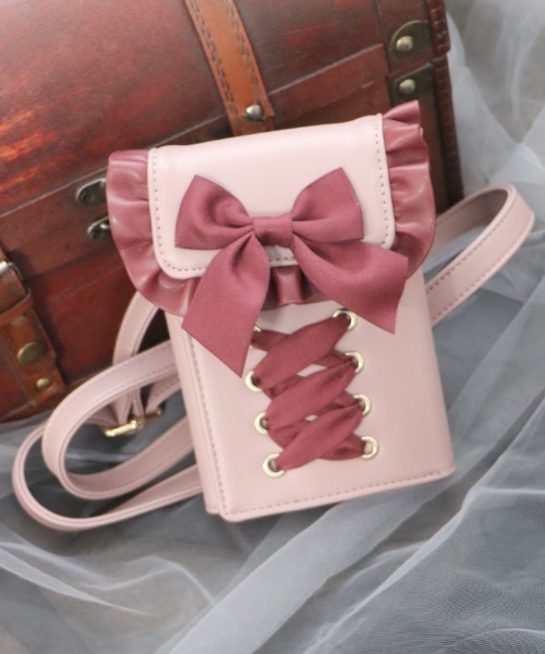 axes femme POETIQUE(アクシーズファムポエティック)の「レースアップスマホポシェット(スマホグッズ・レディース・ピンク/ブラック・FREE)」の21枚目の写真