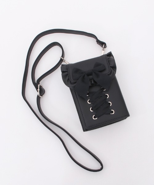 axes femme POETIQUE(アクシーズファムポエティック)の「レースアップスマホポシェット(スマホグッズ・レディース・ピンク/ブラック・FREE)」の11枚目の写真