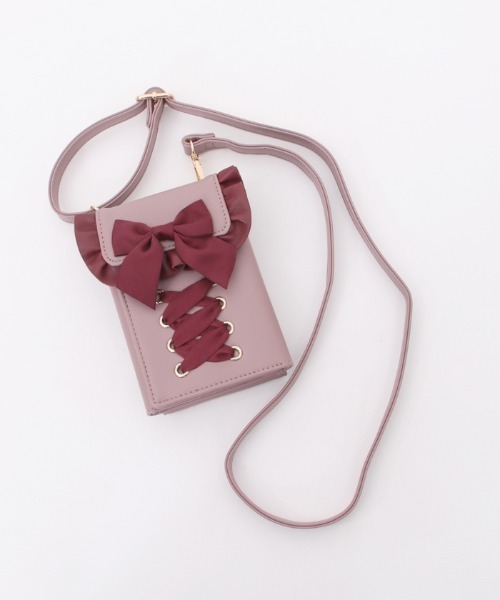 axes femme POETIQUE(アクシーズファムポエティック)の「レースアップスマホポシェット(スマホグッズ・レディース・ピンク/ブラック・FREE)」の22枚目の写真