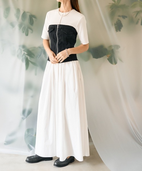 Solace（ソレイス）の「テレコリブドッキングボリュームワンピース（ワンピース・レディース・ブラック/ホワイト・M/L）」の8枚目の写真