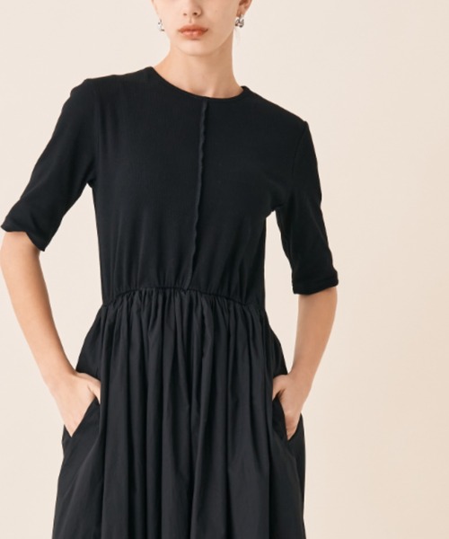 Solace（ソレイス）の「テレコリブドッキングボリュームワンピース（ワンピース・レディース・ブラック/ホワイト・M/L）」の10枚目の写真