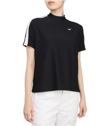 MIZUNO GOLF（ミズノゴルフ）の「ＵＶバイヤス柄モックネックリボン半袖シャツ（Tシャツ/カットソー）」