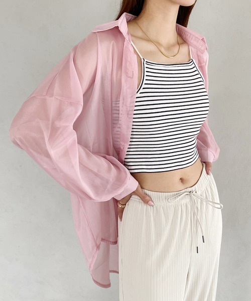 United store(ユナイテッドストア)の「シアールーズシャツ(シャツ/ブラウス・レディース・ブラック/ピンク/グリーン/ホワイト/ベージュ/グレー・FREE)」の6枚目の写真