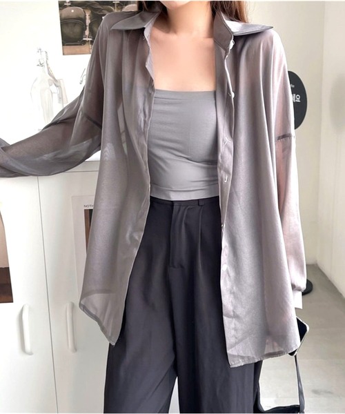 United store(ユナイテッドストア)の「シアールーズシャツ(シャツ/ブラウス・レディース・ブラック/ピンク/グリーン/ホワイト/ベージュ/グレー・FREE)」の15枚目の写真