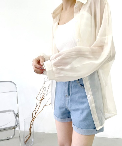 United store(ユナイテッドストア)の「シアールーズシャツ(シャツ/ブラウス・レディース・ブラック/ピンク/グリーン/ホワイト/ベージュ/グレー・FREE)」の17枚目の写真