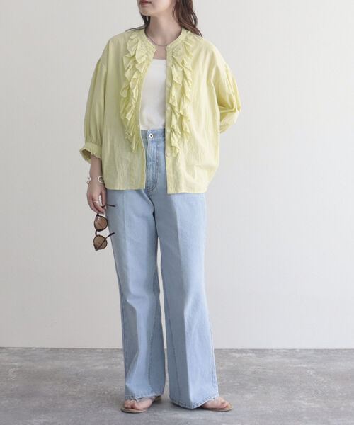 fredy emue（フレディエミュ）の「【fredyemueフレディエミュ】センタープレスストレートデニム（デニムパンツ・レディース・サックスブルー/ネイビー・36/38）」の5枚目の写真