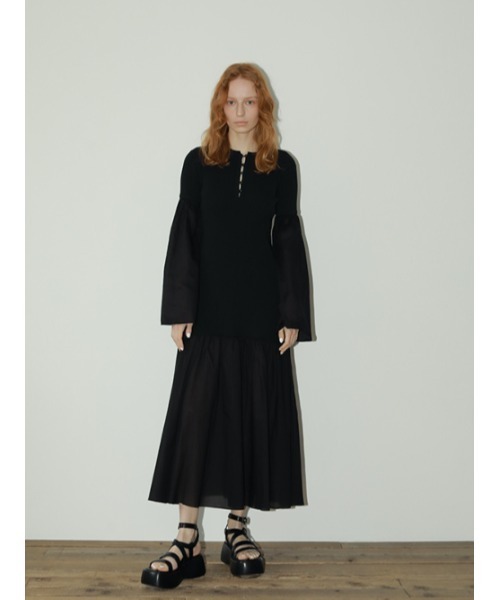 AMAIL（アマイル）の「Cotton docking dress（ワンピース・レディース・ブラック/ブルー・FREE）」の12枚目の写真