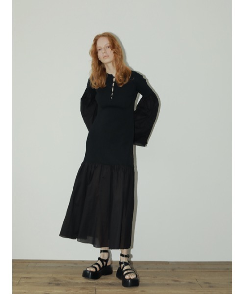 AMAIL（アマイル）の「Cotton docking dress（ワンピース・レディース・ブラック/ブルー・FREE）」の7枚目の写真