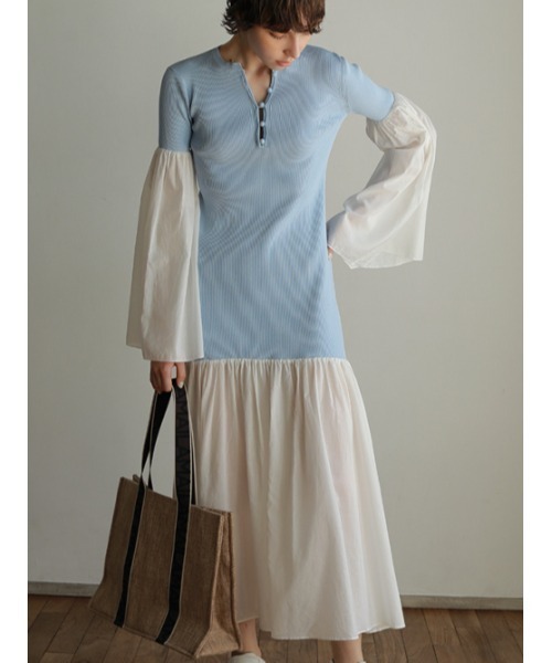 AMAIL（アマイル）の「Cotton docking dress（ワンピース・レディース・ブラック/ブルー・FREE）」の22枚目の写真