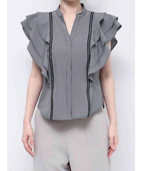 MERCURYDUO（マーキュリーデュオ）の「2WAYラッフルスキッパーシャツ（シャツ/ブラウス・レディース・その他1/オフホワイト/ブルー・FREE）」の14枚目の写真