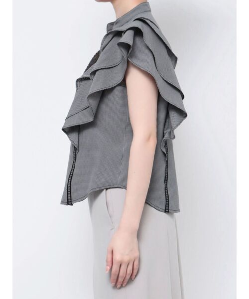 MERCURYDUO（マーキュリーデュオ）の「2WAYラッフルスキッパーシャツ（シャツ/ブラウス・レディース・その他1/オフホワイト/ブルー・FREE）」の7枚目の写真