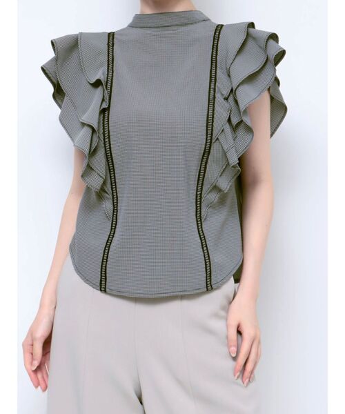 MERCURYDUO（マーキュリーデュオ）の「2WAYラッフルスキッパーシャツ（シャツ/ブラウス・レディース・その他1/オフホワイト/ブルー・FREE）」の5枚目の写真