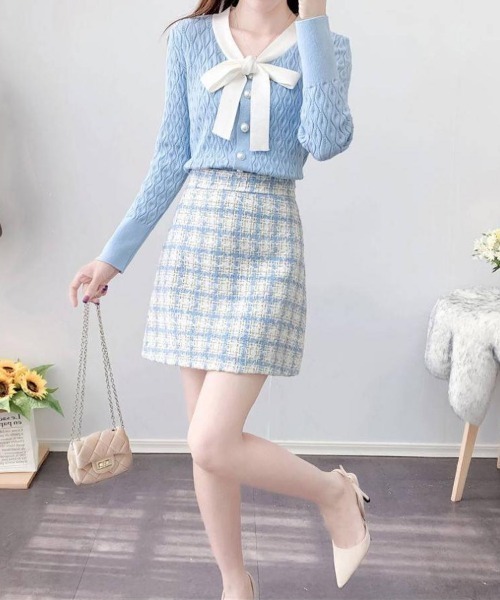 ｔｏｌｅｎｅ（トレネ）の「ツイードミニスカート（スカート・レディース・ライトピンク/ライトブルー/ブラック・FREE）」の12枚目の写真