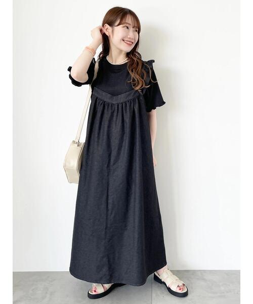 ehka sopo（エヘカソポ）の「前後2WAYデニムフリルジャンスカ（ワンピース・レディース・ネイビー/ブルー/ブラック・F）」の10枚目の写真