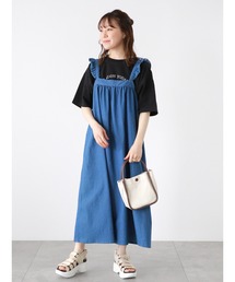 ehka sopo | 前後2WAYデニムフリルジャンスカ(ワンピース)