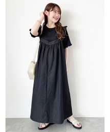 ehka sopo | 前後2WAYデニムフリルジャンスカ(ワンピース)