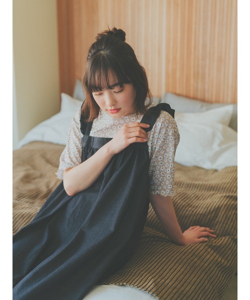 ehka sopo（エヘカソポ）の「前後2WAYデニムフリルジャンスカ（ワンピース・レディース・ネイビー/ブルー/ブラック・F）」の4枚目の写真