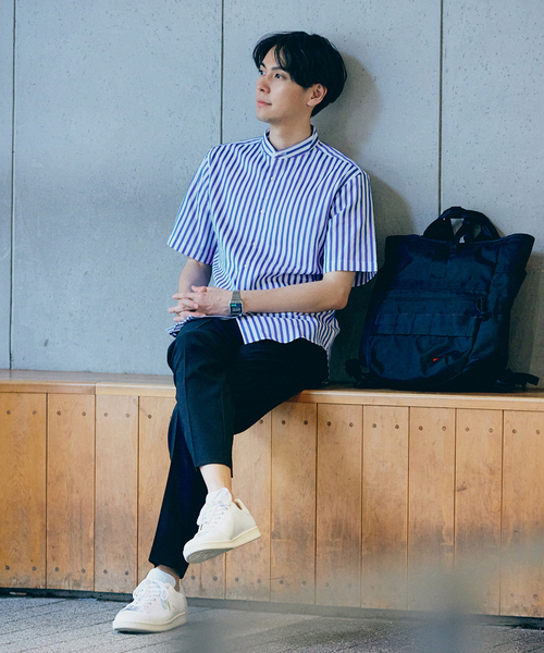 417 EDIFICE（フォーワンセブンエディフィス）の「”吸水速乾” カラミ ストライプ ワンピース バンド ショートスリーブシャツ（シャツ/ブラウス・メンズ・ブルー系その他・MEDIUM/LARGE/SMALL）」の2枚目の写真