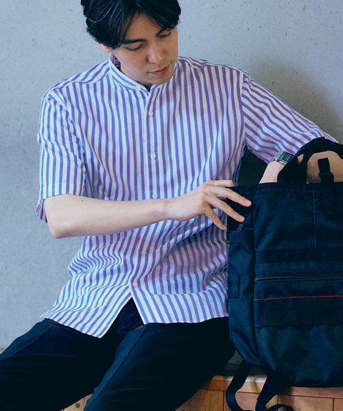 417 EDIFICE（フォーワンセブンエディフィス）の「”吸水速乾” カラミ ストライプ ワンピース バンド ショートスリーブシャツ（シャツ/ブラウス・メンズ・ブルー系その他・MEDIUM/LARGE/SMALL）」の6枚目の写真