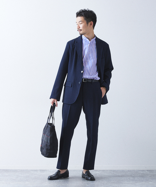 417 EDIFICE（フォーワンセブンエディフィス）の「”吸水速乾” カラミ ストライプ ワンピース バンド ショートスリーブシャツ（シャツ/ブラウス・メンズ・ブルー系その他・MEDIUM/LARGE/SMALL）」の17枚目の写真