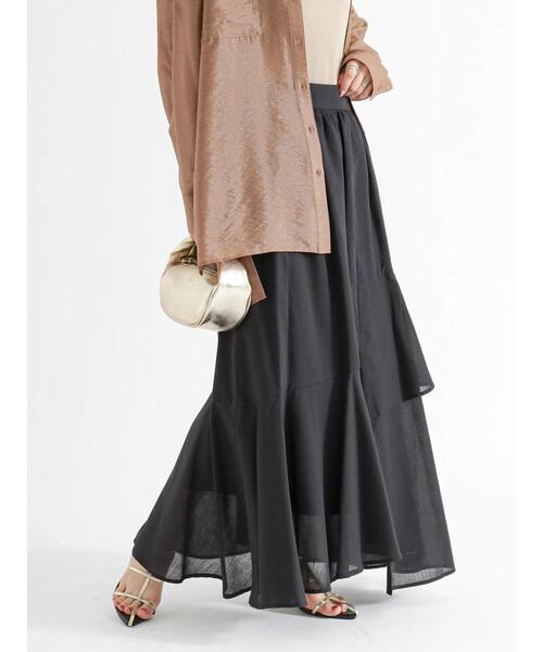 Te chichi（テチチ）の「イレギュラーティアードマキシスカート（スカート・レディース・オレンジ/ブラック/オフホワイト・F）」の3枚目の写真