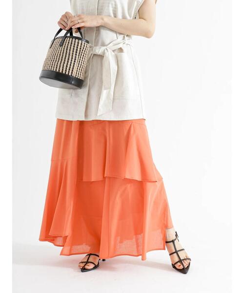 Te chichi（テチチ）の「イレギュラーティアードマキシスカート（スカート・レディース・オレンジ/ブラック/オフホワイト・F）」の4枚目の写真