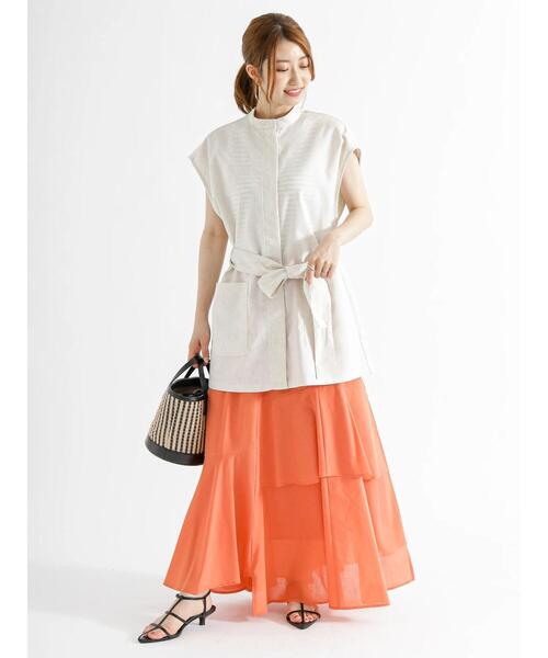 Te chichi（テチチ）の「イレギュラーティアードマキシスカート（スカート・レディース・オレンジ/ブラック/オフホワイト・F）」の5枚目の写真