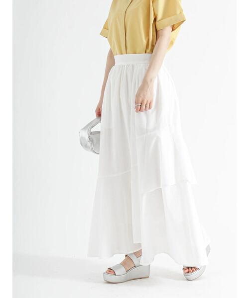 Te chichi（テチチ）の「イレギュラーティアードマキシスカート（スカート・レディース・オレンジ/ブラック/オフホワイト・F）」の10枚目の写真