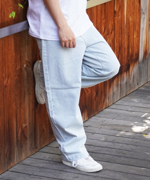 1111clothing(ワンフォークロージング)の「ワイドストレート イージーパンツ / Wide straight easy pants(デニムパンツ・メンズ・インディゴブルー/ブルー/オフホワイト/ブラック・S/M/L)」の4枚目の写真