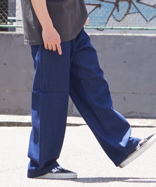 1111clothing(ワンフォークロージング)の「ワイドストレート イージーパンツ / Wide straight easy pants(デニムパンツ・メンズ・インディゴブルー/ブルー/オフホワイト/ブラック・S/M/L)」の8枚目の写真