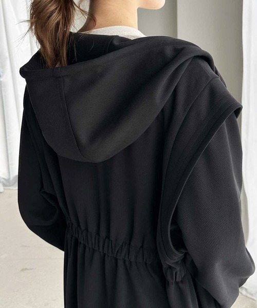 セール】大人のキレイめカジュアル 2way ロングパーカーワンピ