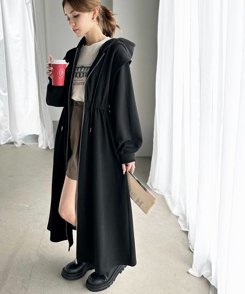 セール】大人のキレイめカジュアル 2way ロングパーカーワンピ