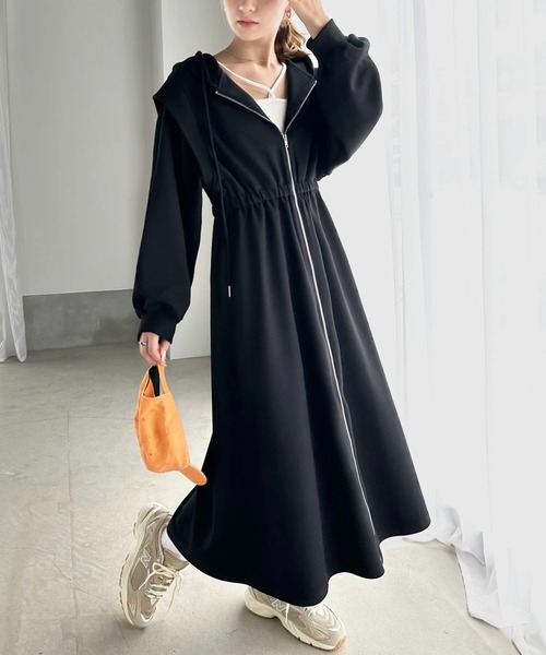 セール】大人のキレイめカジュアル 2way ロングパーカーワンピ