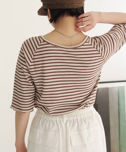 Crisp（クリスプ）の「ボーダーメロウTシャツ（Tシャツ/カットソー・レディース・ブラウン/グリーン/ネイビー・FREE）」の22枚目の写真
