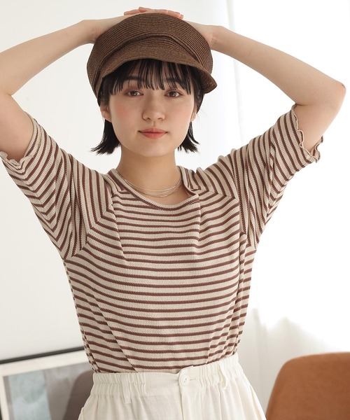 Crisp（クリスプ）の「ボーダーメロウTシャツ（Tシャツ/カットソー・レディース・ブラウン/グリーン/ネイビー・FREE）」の10枚目の写真