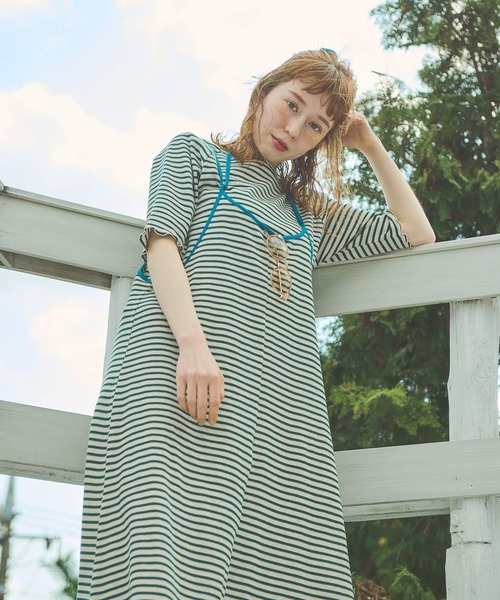 Crisp（クリスプ）の「ボーダーメロウTシャツ（Tシャツ/カットソー・レディース・ブラウン/グリーン/ネイビー・FREE）」の5枚目の写真