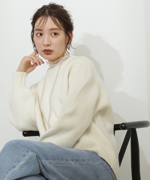 N.（N. Natural Beauty Basic）（エヌエヌナチュラルビューティーベーシック）の「◆ＨＡＭＩＬＴＯＮ　ＷＯＯＬ　ニットプルオーバー（ニット/セーター・レディース・オレンジ/グリーン/杢グレー/オフホワイト・MEDIUM）」の5枚目の写真