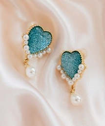 Candy Stripper | 【Liquem×Candy Stripper】LAME HEART PEARL イヤリング(イヤリング)