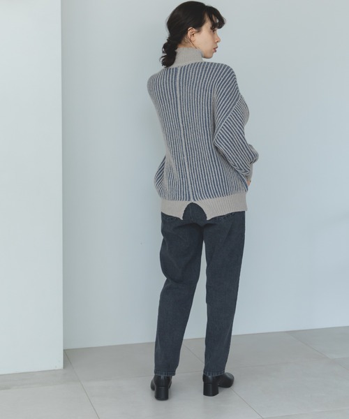 pairmanon(ペアマノン)の「【ママサイズ】リブ 配色 モックネック ニット プルオーバー(ニット/セーター・レディース・テラコッタ/ブルー/ブラック・FREE)」の9枚目の写真