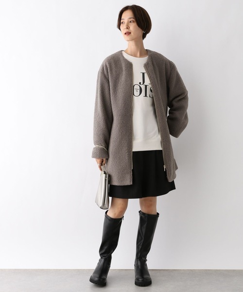 LEPSIM（レプシィム）の「ライトボアミドルコート　961528（ノーカラーコート・レディース・モカ/グレイッシュベージュ/ブラック/カーキ・FREE）」の10枚目の写真