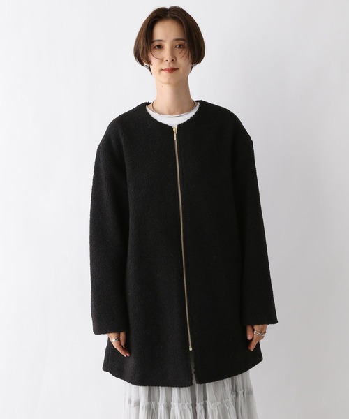 LEPSIM（レプシィム）の「ライトボアミドルコート　961528（ノーカラーコート・レディース・モカ/グレイッシュベージュ/ブラック/カーキ・FREE）」の19枚目の写真