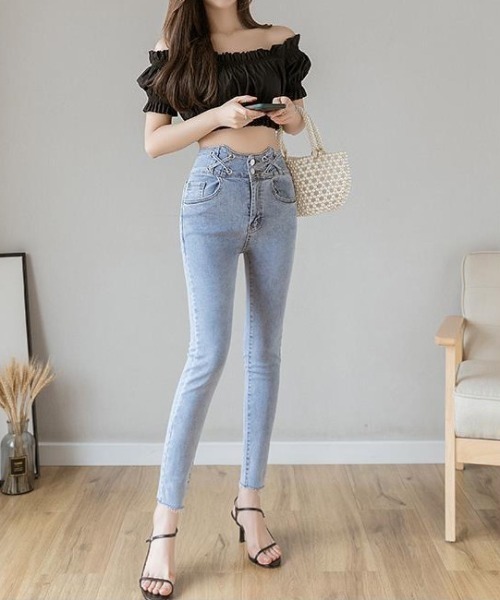 セール】クロスループスキニーデニム（デニムパンツ）｜LADY