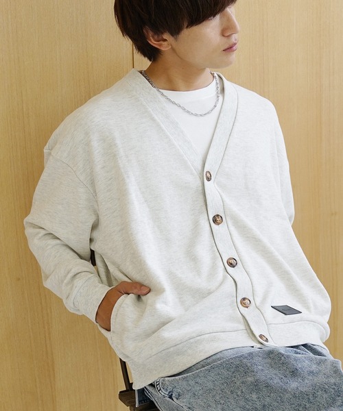 MinoriTY（マイノリティ）の「【MinoriTY】スウェット素材カーディガン ビッグシルエット セミショート丈 ルーズシルエット メンズ カラーカーディガン【数量限定】（カーディガン/ボレロ・メンズ・オートミール/ブラック/グリーン/ブルー/イエロー/オレンジ・M/L）」の3枚目の写真