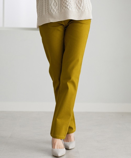 BELLUNA（ベルーナ）の「静電防止蓄熱綿サテンカラーパンツ股下６９cm（その他パンツ・レディース・サンドベージュ/パープル系その他/オフホワイト/マスタード/グリーン/ブラック/レッド系その他/モカ/キャメル/モスグリーン/パープル/イエロー系その他・LARGE/X-LARGE/MEDIUM/SMALL）」の10枚目の写真